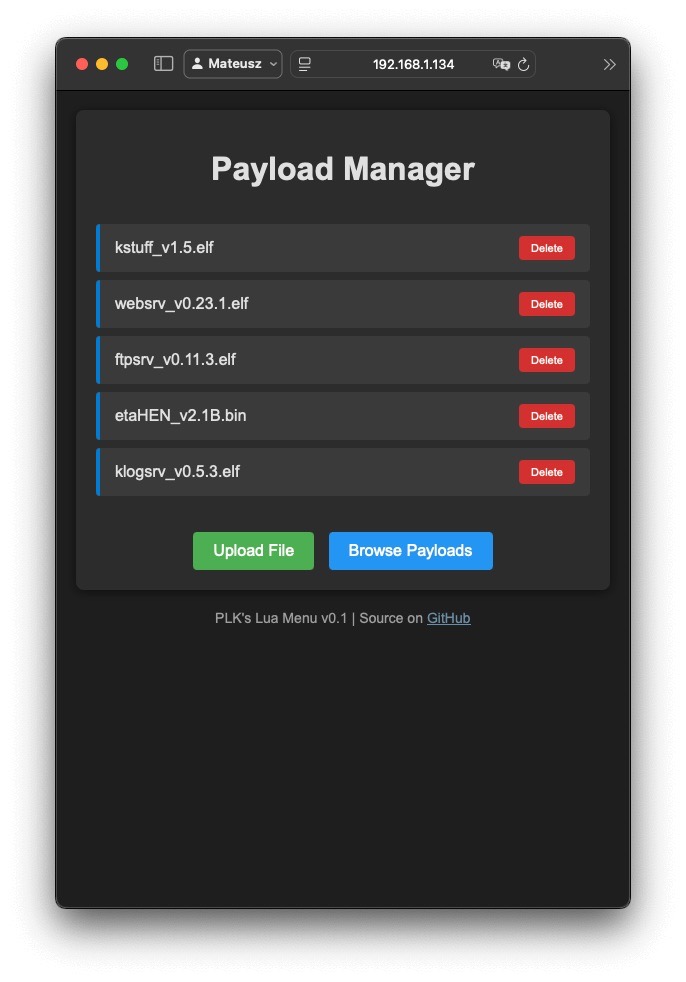 Web Interface on PC
